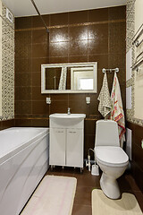 Image showing The interior of the bathroom is made in a classic style