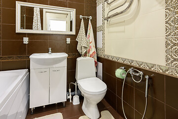 Image showing The interior of a small bathroom in a classic style