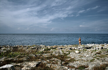 Image showing Naked woman on the nudist beach