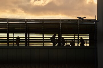 Image showing People on an overpass