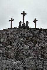 Image showing Crosses on the hill