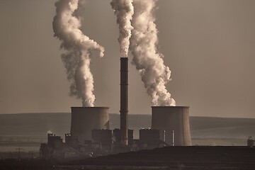 Image showing Power Plant Smoke in Gloomy weather