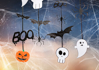 Image showing halloween party decorations and spiderweb