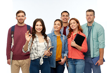 Image showing group of smiling students showing ok hand sign