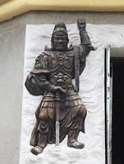 Image showing Warrior relief at the entrance of a Buddhist temple