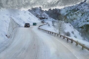 Image showing Driving in snow storm