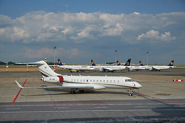 Image showing Unused airplanes and private jet OE-LEM sometimes used by PM Viktor Orban