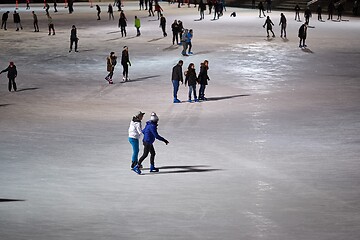 Image showing People skating on the ice rink in Budapest
