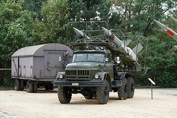 Image showing Military truck with air defense rockets