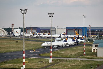 Image showing Unused airplanes stored during Covid-19 virus pandemic