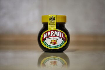 Image showing Jar of Marmite on a table