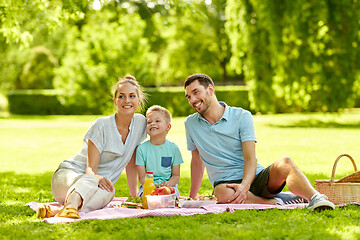 Image showing happy family having picnic at summer park