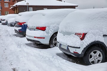 Image showing Winter parking cars