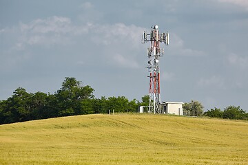 Image showing Transmitter towers on a hill