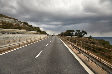 Image showing Highway in hilly landscape