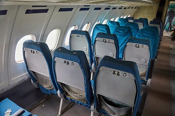 Image showing Airliner interior old seats