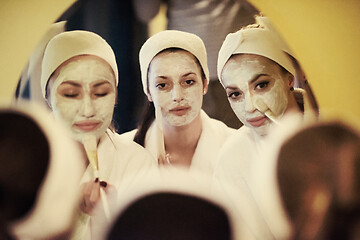 Image showing bachelorette party, mirror portrait