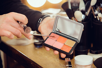 Image showing Professional makeup artist working at salon