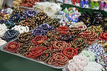 Image showing Various beads and bracelets at a Vietnamese market