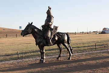 Image showing Statue of horseman in Mongolia