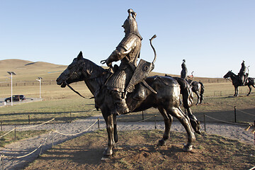Image showing Statue of horseman in Mongolia