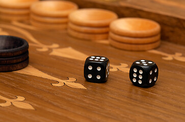 Image showing Dice on a backgammon board