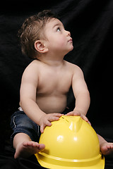 Image showing Boy with a construction hat