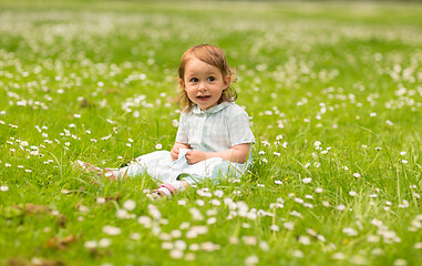 Image showing happy little baby girl at park in summer