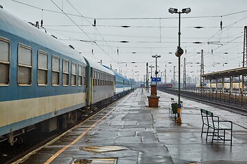 Image showing Railway station with passaenger train