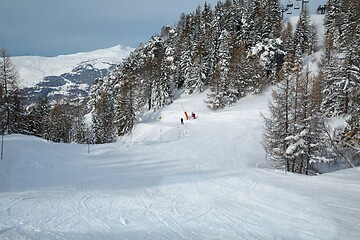 Image showing Skiing slopes from the top