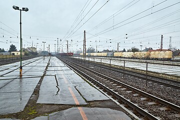 Image showing Railway station with passaenger train