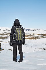 Image showing Hiking in winter snow