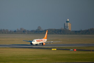 Image showing Plane taxiing at airport