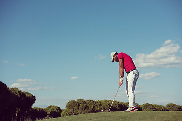 Image showing golf player hitting long shot