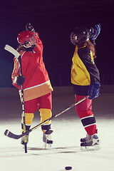 Image showing teen girls ice hockey players portrait