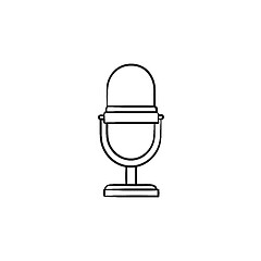 Image showing Retro vintage microphone hand drawn outline doodle icon.