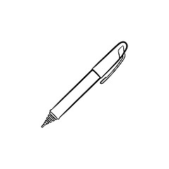 Image showing Handwriting pen hand drawn outline doodle icon.