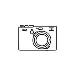 Image showing Simple camera hand drawn outline doodle icon.