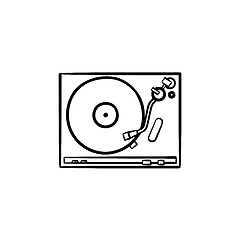 Image showing Turntable sound mixer hand drawn outline doodle icon.