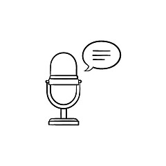 Image showing Radio microphone hand drawn outline doodle icon.