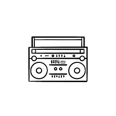 Image showing Tape recorder with radio hand drawn outline doodle icon.