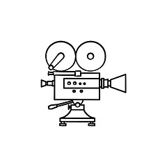 Image showing Video camera hand drawn outline doodle icon.