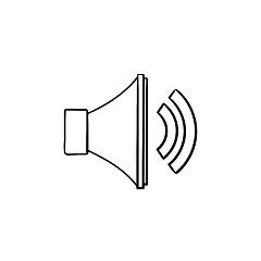 Image showing Volume control hand drawn outline doodle icon.