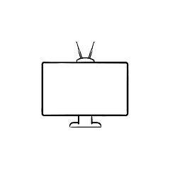 Image showing TV set hand drawn outline doodle icon.