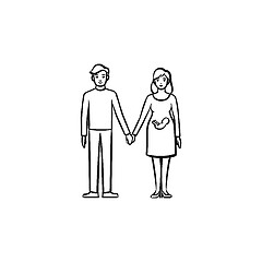 Image showing Family couple expecting a baby hand drawn outline doodle icon.