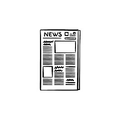 Image showing A newspaper hand drawn outline doodle icon.