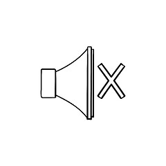 Image showing Mute button hand drawn outline doodle icon.