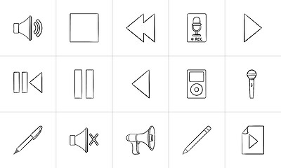 Image showing Media hand drawn sketch icon set.