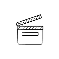 Image showing Movie clapboard hand drawn outline doodle icon.