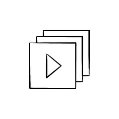 Image showing Video player interface with play button hand drawn outline doodl